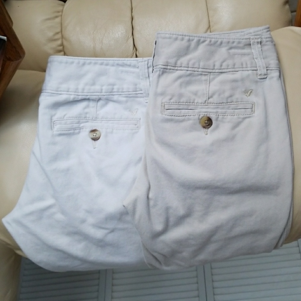 AE tan kick boot stretch pants size 00R